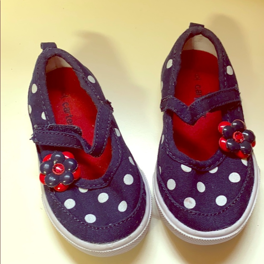 Polka dot slip ons